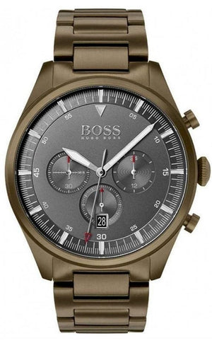 Hugo Boss Pioneer Chronograph Gray Dial Brown Steel Strap Watch for Men - 1513715