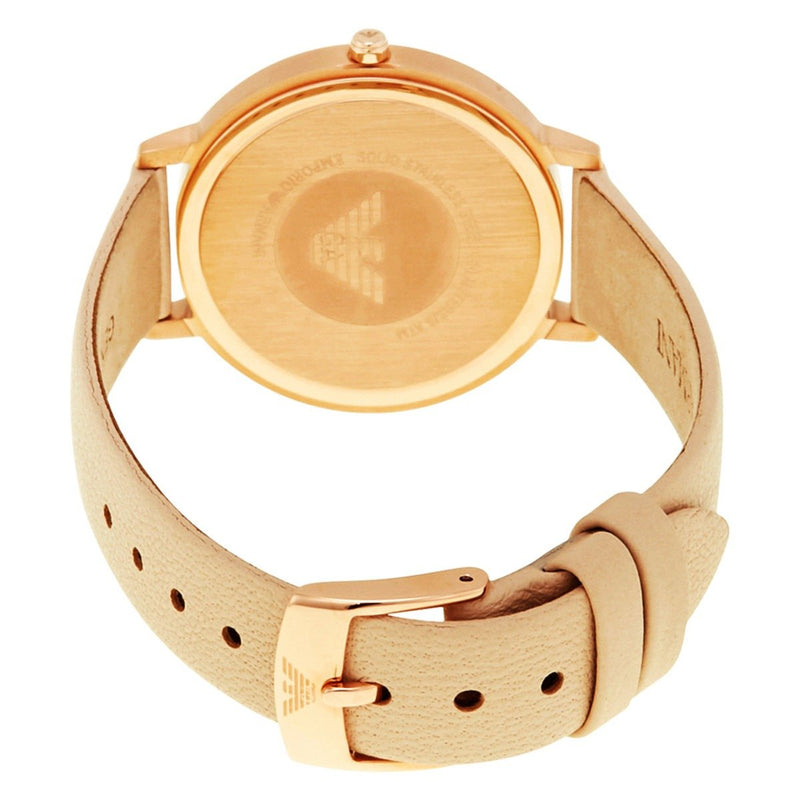 Emporio Armani Kappa Rose Gold & White Dial Beige Nude Leather Strap Watch For Women - AR2510 Buy Now By Emporio Armani