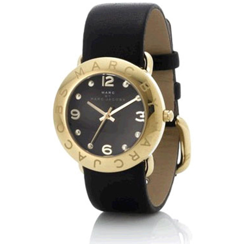 Marc Jacobs Amy Black Dial Black Leather Strap Watch for Women - MBM1154 Buy Now By Marc Jacobs