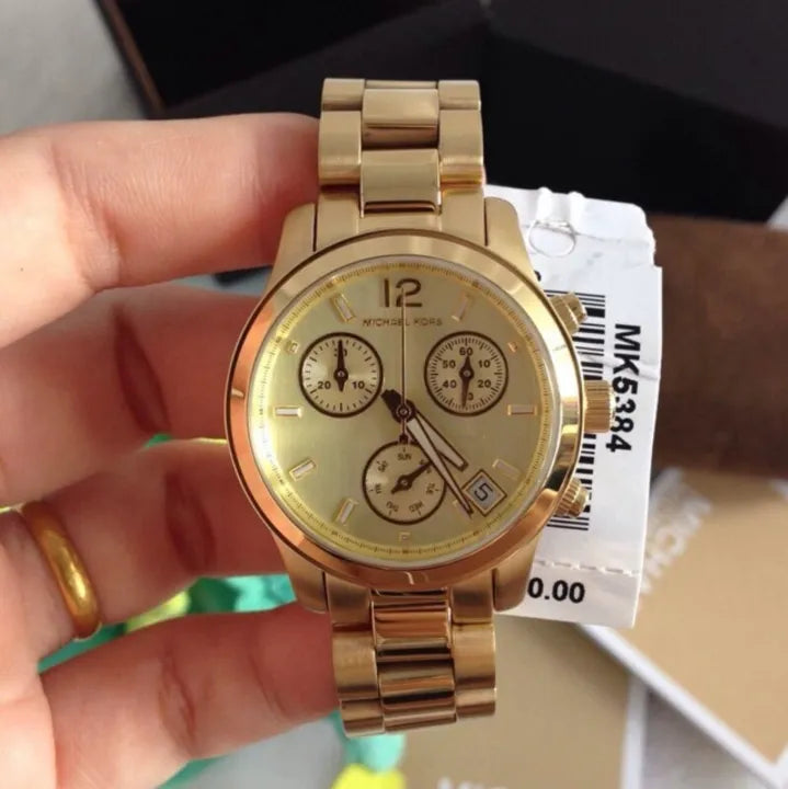 Michael Kors Runway Gold Dial Gold Steel Strap Watch for Women - MK5384 Buy Now By Michael Kors