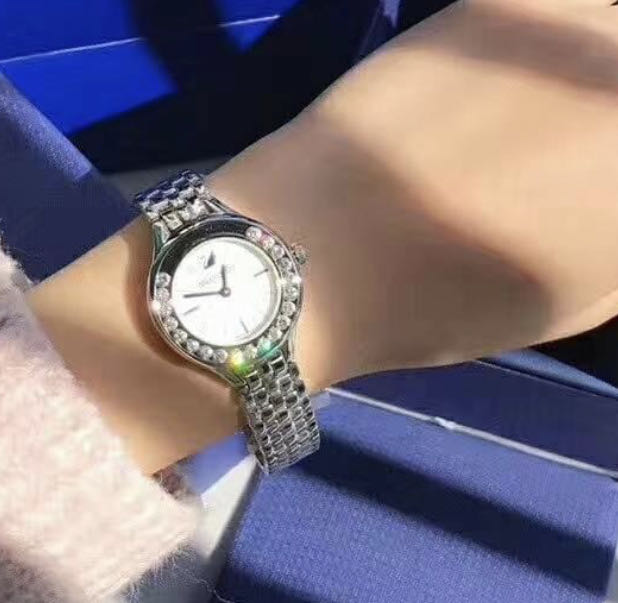 Shop Swarovski Lovely Crystals Mini White Dial Silver Steel Strap Watch for Women - 5242901 in USA