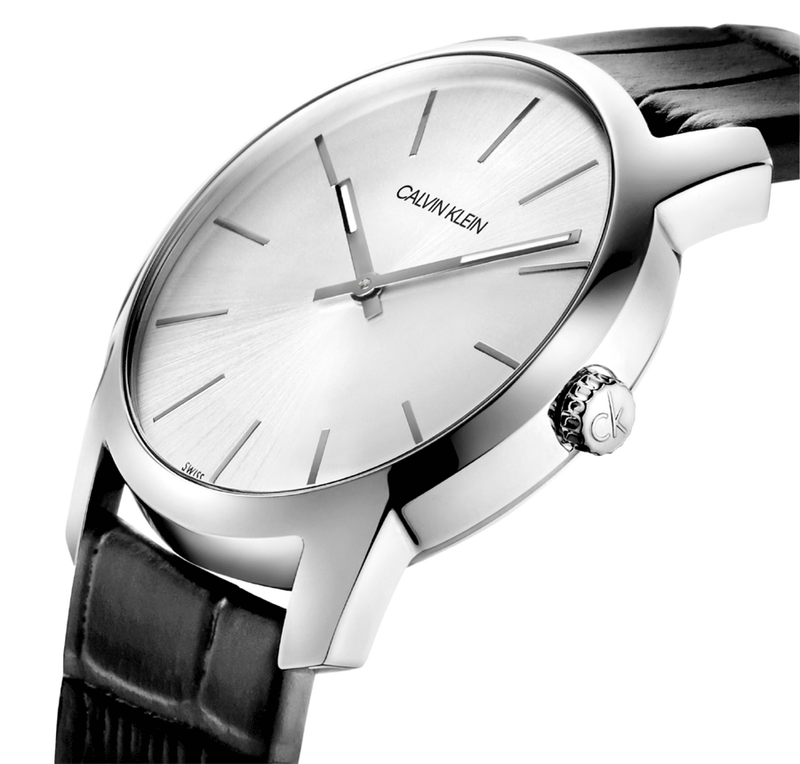 Calvin Klein City Silver Dial Black Leather Strap Watch For Women - K2G231C6 Buy Now By Calvin Klein