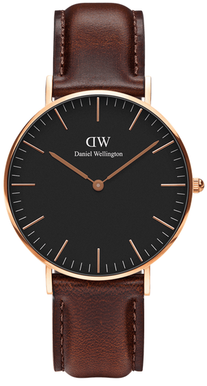 Daniel Wellington Petite St Mawes Black Dial Brown Leather Strap Watch For Women - DW00100169