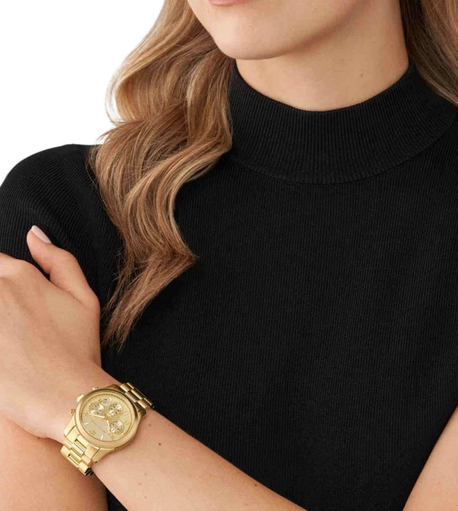 Michael Kors Runway Chronograph Gold Dial Gold Steel Strap Watch For Women - MK7323 Buy Now By Michael Kors
