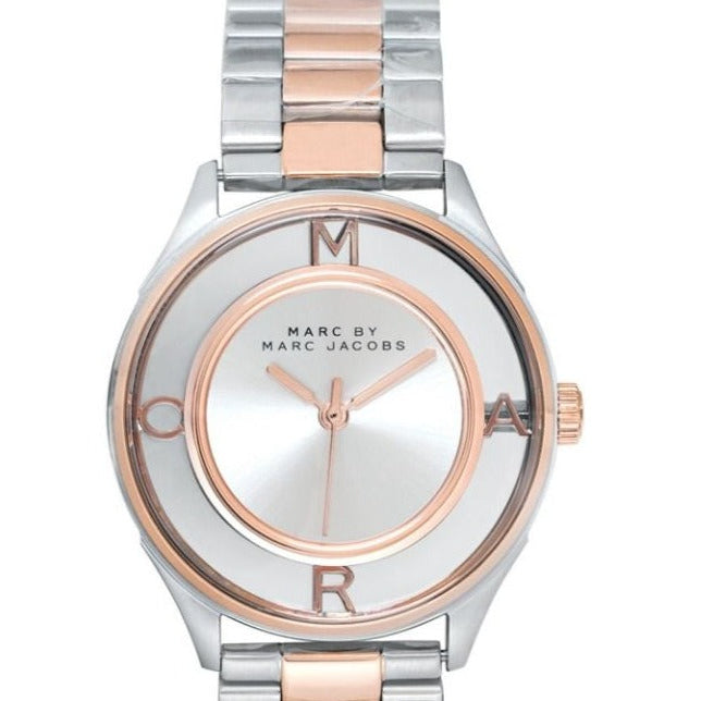 Marc Jacobs Tether Transparent White Dial Two Tone Steel Strap Watch for Women - MBM3436 Buy Now By Marc Jacobs