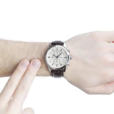 Guess Exec Chronograph White Dial Brown Leather Strap Watch For Men - W0076G2 Buy Now By Guess