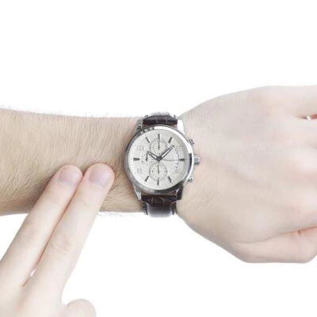 Guess Exec Chronograph White Dial Brown Leather Strap Watch For Men - W0076G2 Buy Now By Guess