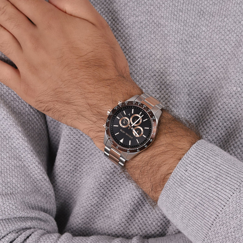 Michael Kors Layton Chronograph Black Dial Two Tone Steel Strap Watch For Men - MK8913 Buy Now By Michael Kors