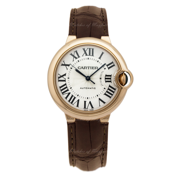 Cartier Ballon Bleu De Cartier White Dial Brown Leather Strap Watch for Women - WGBB0009