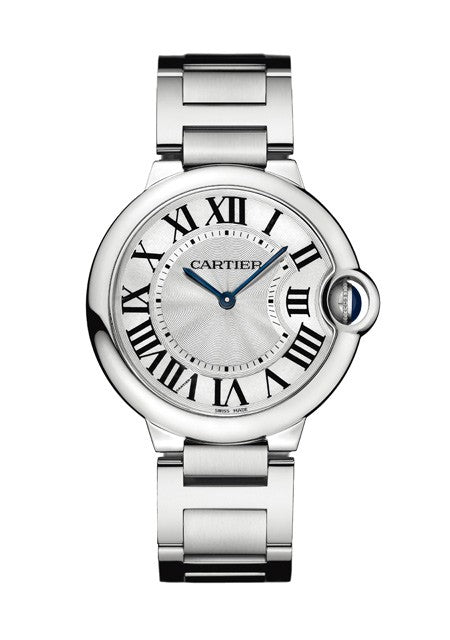 Shop Cartier Ballon Bleu De Cartier Silver Dial Silver Steel Strap Watch for Women - W69011Z4 in USA