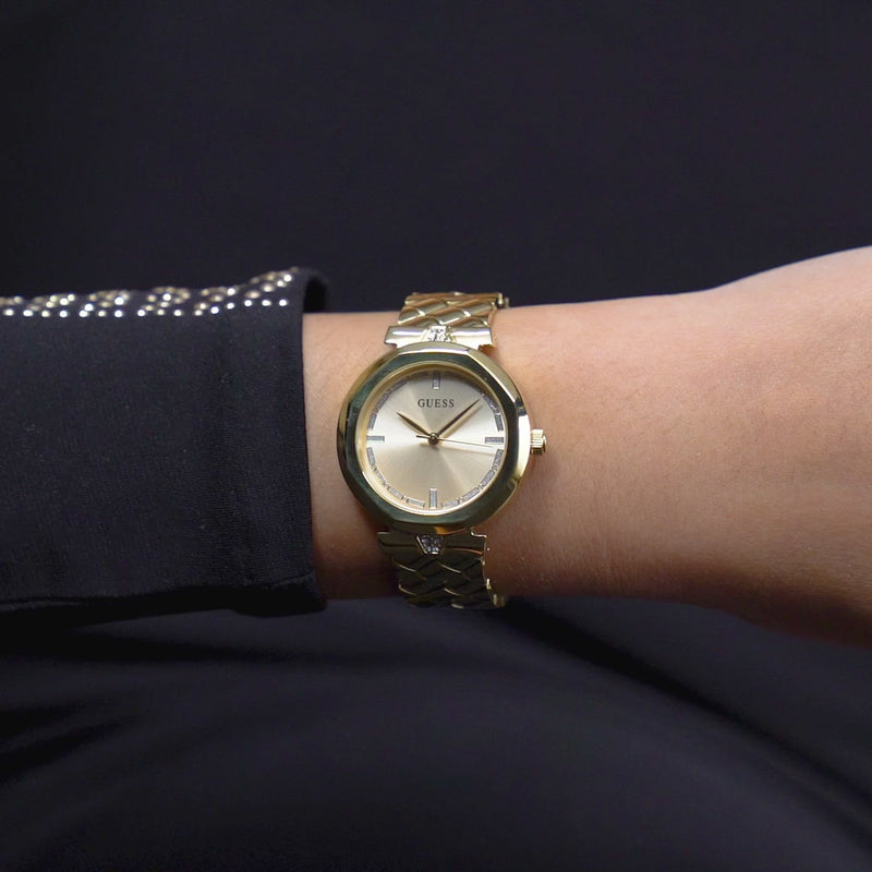 Guess Rumour Quartz Gold Dial Gold Steel Strap Watch For Women - GW0613L2 Buy Now By Guess