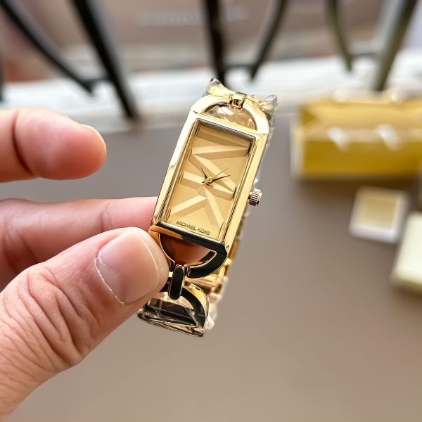 Shop Michael Kors Empire Three Hand Gold Dial Gold Steel Strap Watch For Women - MK7406 in USA