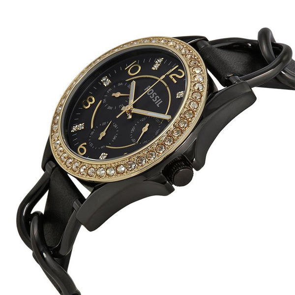 Fossil Riley Black Dial Black Leather Strap Watch for Women - ES3696 Buy Now By Fossil