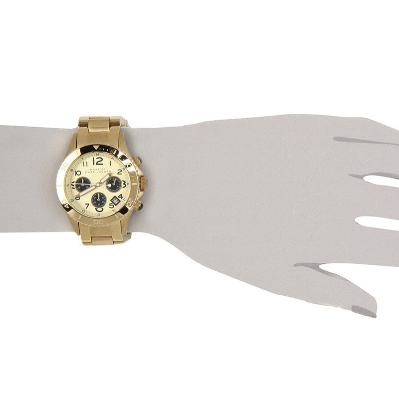 Marc Jacobs Rock Metal Chronograph Gold Dial Gold Steel Strap Watch for Men - MBM3158 Buy Now By Marc Jacobs
