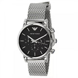 Emporio Armani Luigi Chronograph Black Dial Silver Mesh Bracelet Watch For Men - AR1811