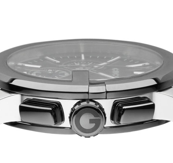 Shop Gucci G Chrono Black Dial Black Leather Strap Watch For Men - YA101205 in USA