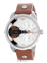 Diesel Mini Daddy Silver Dial Brown Leather Strap Watch For Men - DZ7309 Buy Now By Diesel