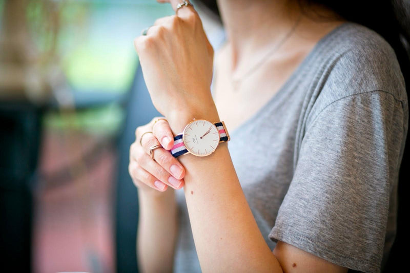 Daniel Wellington Classic South Hampton White Dial Two Tone Nylon Strap Watch For Women - DW00100034 Buy Now By Daniel Wellington