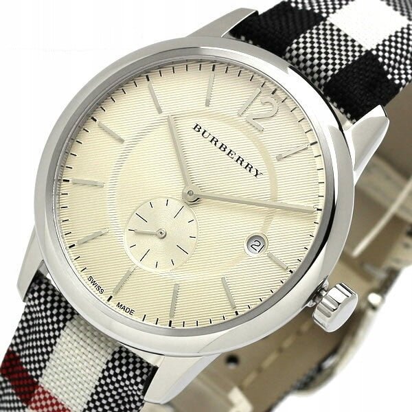 Shop Burberry The Classic Horseferry Silver Dial Black Leather Strap Watch for Men - BU10002 in USA