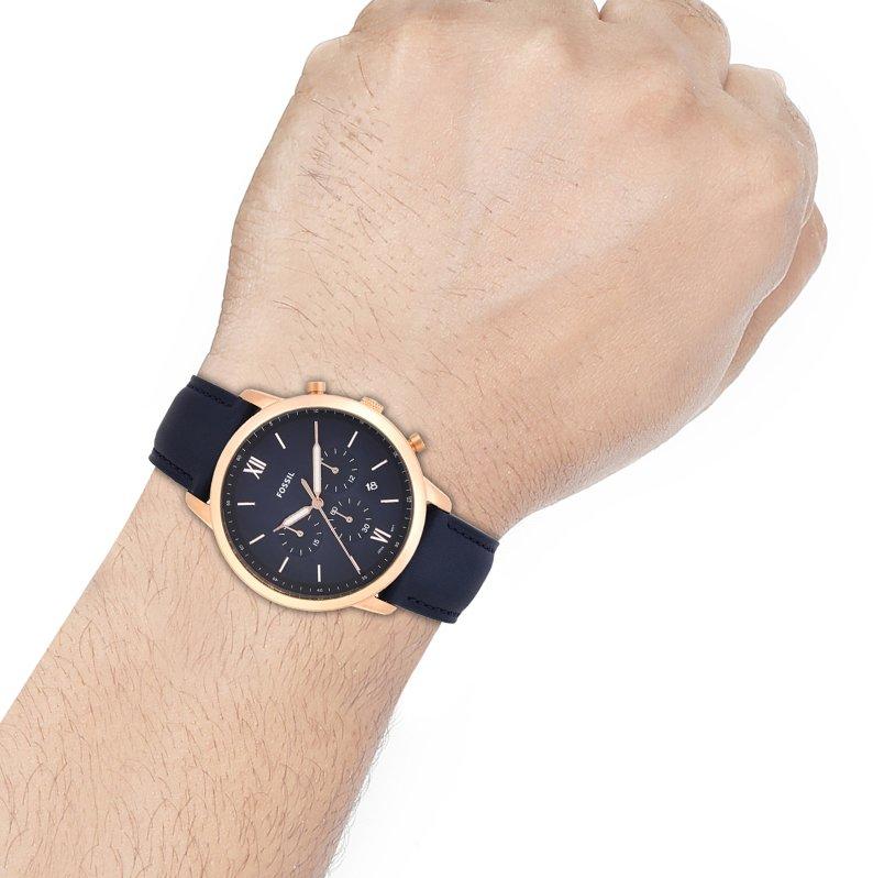 Fossil Neutra Chronograph Blue Dial Blue Leather Strap Watch for Men - FS5454 Buy Now By Fossil