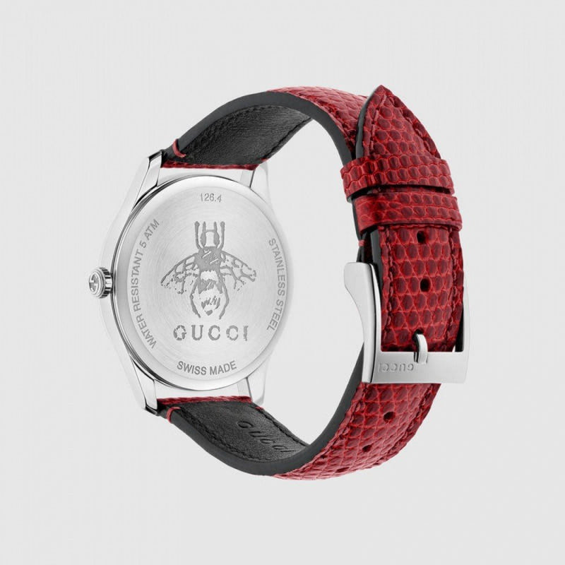 Gucci G-Timeless Mother of Pearl Red Dial Red Leather Strap Watch For Women - YA1264041 Buy Now By Gucci