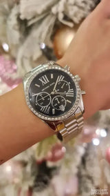 Michael Kors Lexington Chronograph Black Dial Silver Steel Strap Watch For Women - MK7277 Buy Now By Michael Kors