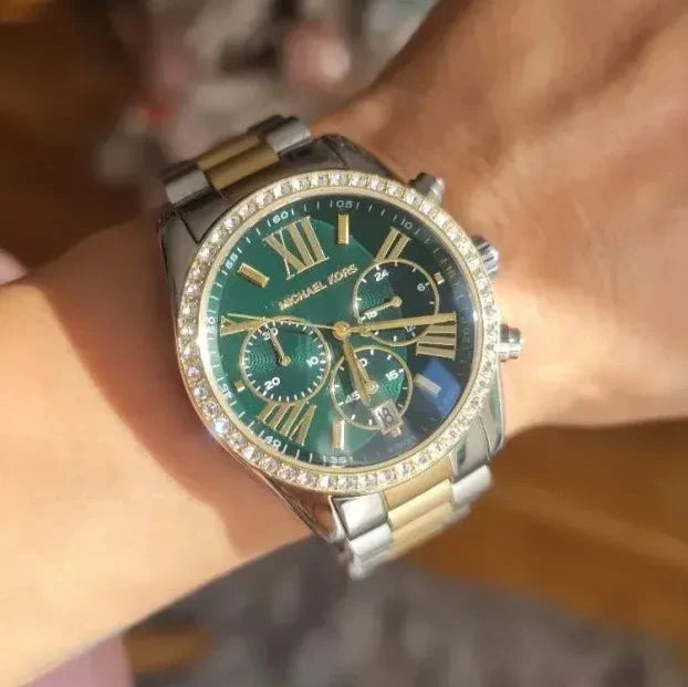 Michael Kors Lexington Chronograph Green Dial Two Tone Steel Strap Watch For Women - MK7303 Buy Now By Michael Kors