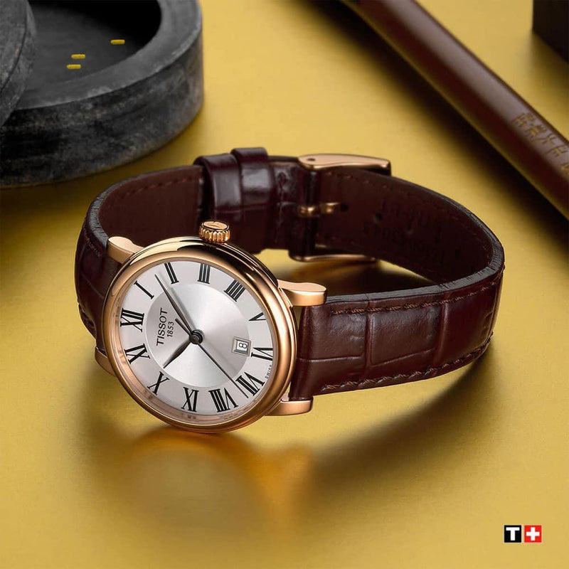 Tissot Carson Premium Lady Silver Dial Brown Leather Strap Watch For Women - T122.210.36.033.00 Buy Now By Tissot