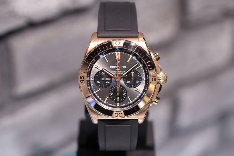 Breitling Chronomat B01 42 Grey Dial Black Rubber Strap Watch for Men - RB0134101B1S1