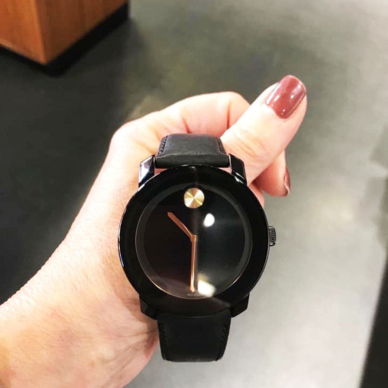 Movado Bold Black Dial Black Leather Strap Watch for Women - 3600527 Buy Now By Movado