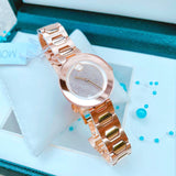 Shop Movado Bold Crystal Pave Rose Gold Dial Rose Gold Steel Strap Watch For Women - 3600493 in USA
