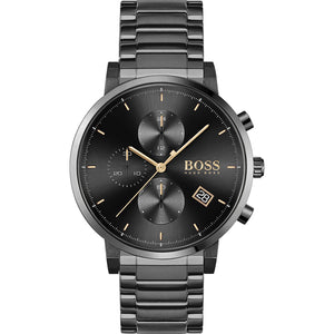 Hugo Boss Integrity Chronograph Black Dial Black Steel Strap Watch for Men - 1513780