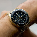 Hugo Boss Ocean Edition Chronograph Black Dial Gold Mesh Bracelet Watch for Men - 1513703