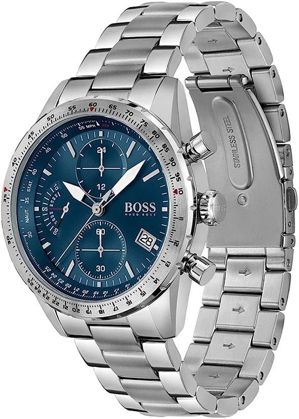 Shop Hugo Boss Talent Blue Dial Silver Steel Strap Watch for Men - 1513582 in USA