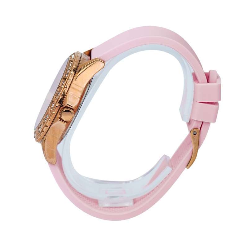 Shop Guess Sparkling Diamonds Pink Dial Pink Rubber Strap Watch for Women - W0032L9 in USA