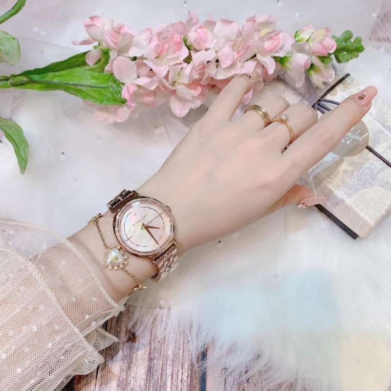 Michael Kors Cinthia Mother of Pearl Rose Gold Dial Rose Gold Steel Strap Watch for Women - MK3643 Buy Now By Michael Kors