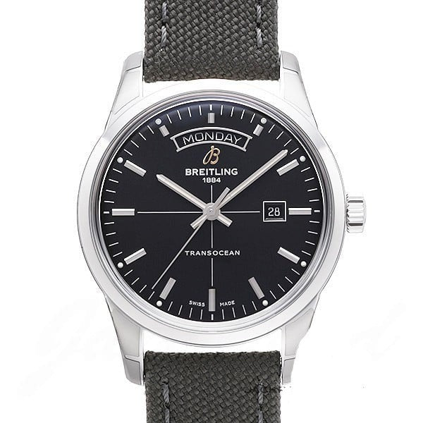 Shop Breitling Transocean Day & Date 43mm Black Dial Black Nylon Strap Mens Watch - A4531012/BB69/109W/A20 BA.1 in USA