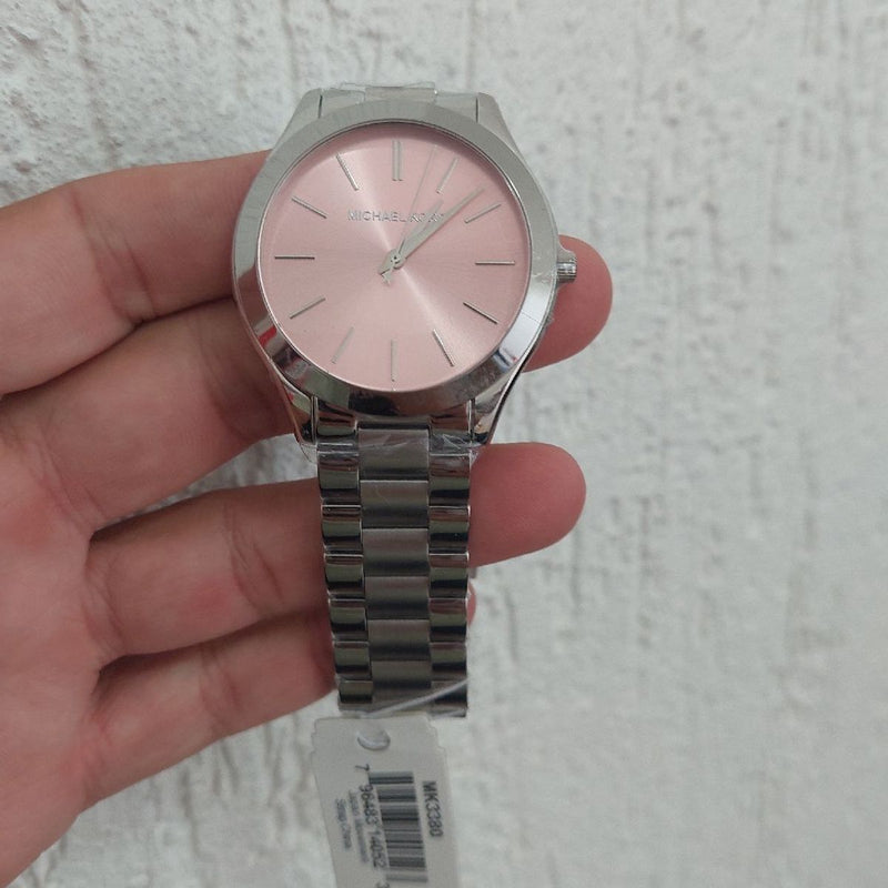 Michael Kors Slim Runway Quartz Pink Dial Silver Steel Strap Watch For Women - MK3380 Buy Now By Michael Kors