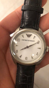 Emporio Armani Analog White Dial Black Leather Strap Watch For Women - AR6026 Buy Now By Emporio Armani