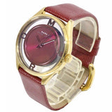 Marc Jacobs Tether Transparent Red Dial Red Leather Strap Watch for Women - MBM1377