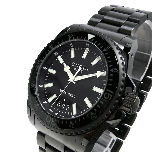 Shop Gucci Dive Quartz Black Dial Black Steel Strap Watch For Men - YA136205 in USA