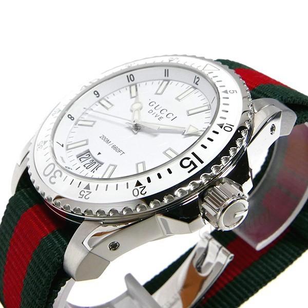 Shop Gucci Dive White Dial Red & Green Nylon Strap Watch For Men - YA136207 in USA