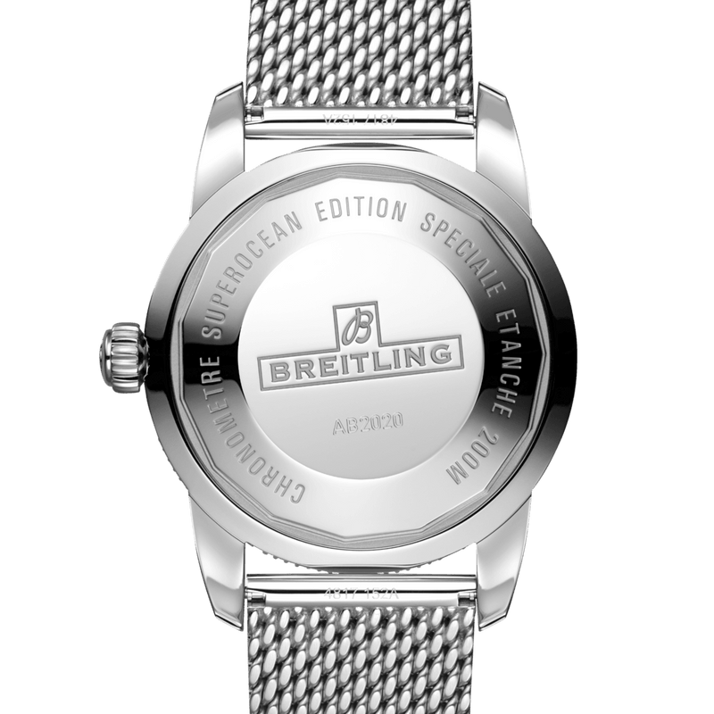 Breitling Superocean Heritage B20 Automatic 46 Black Dial Silver Mesh Bracelet Watch for Men - AB2020121B1A1