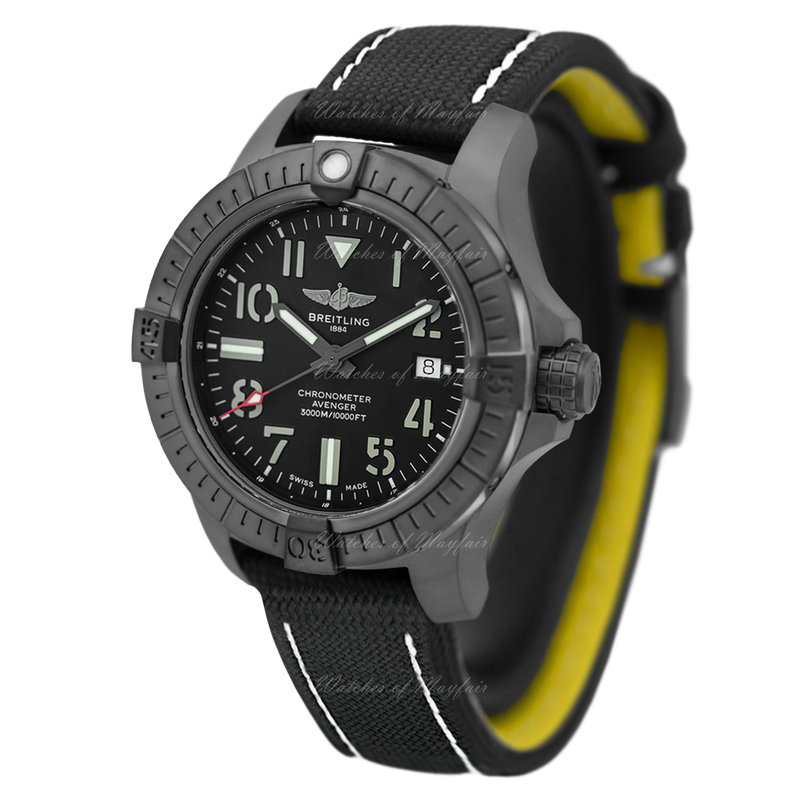Shop Breitling Avenger Automatic 45 Seawolf Night Mission Black Dial Black Nylon Strap Watch for Men - V17319101B1X1 in USA