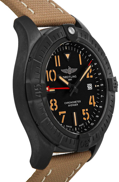 Shop Breitling Avenger Automatic GMT 45 Black Dial Brown Nylon Strap Watch for Men - V32395101B1X1 in USA