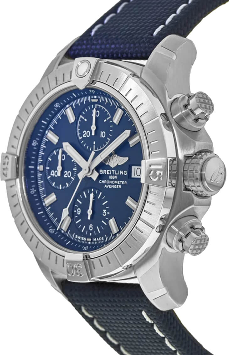 Shop Breitling Avenger Chronograph 43 Blue Dial Blue Nylon Strap Watch for Men - A13385101C1X1 in USA