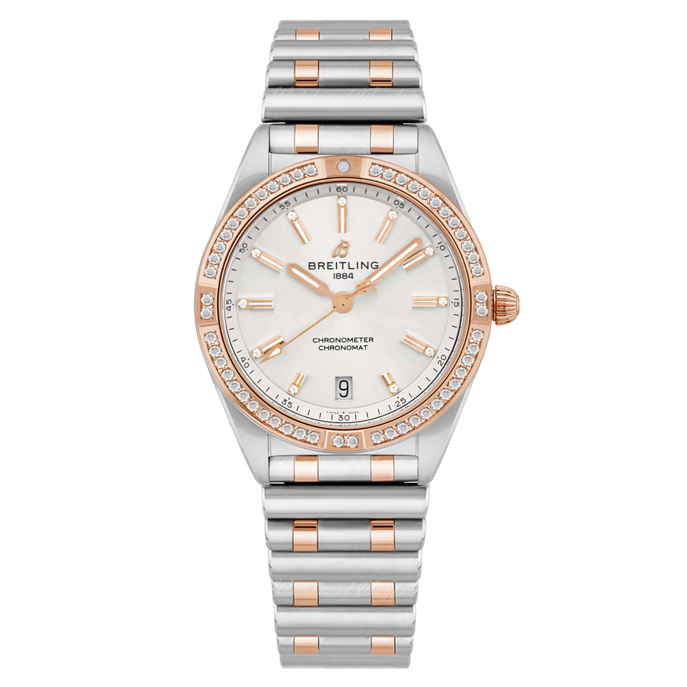 Breitling Chronomat 32 Diamonds White Dial Two Tone Steel Strap Watch for Women - U77310591A1U1