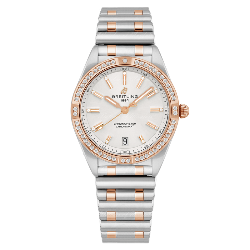 Breitling Chronomat 32 Diamonds White Dial Two Tone Steel Strap Watch for Women - U77310591A1U1