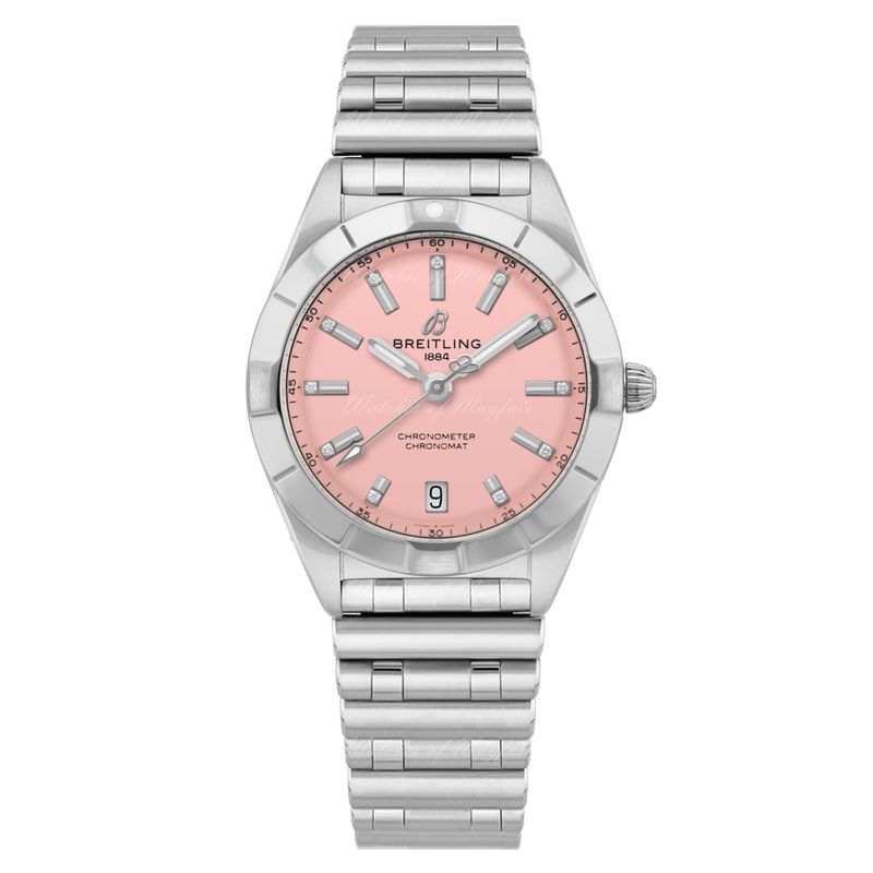 Breitling Chronomat 32 Diamonds Pink Dial Silver Steel Strap Watch for Women - A77310101K1A1 Buy Now By Breitling