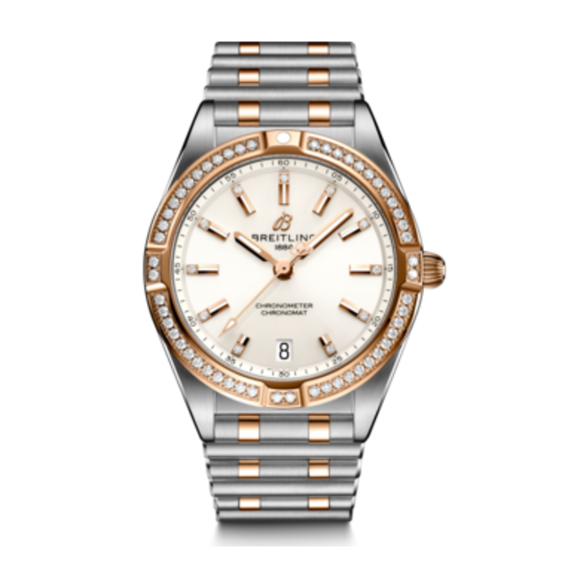 Breitling Chronomat 32 Diamonds White Dial Two Tone Steel Strap Watch for Women - U77310591A1U1